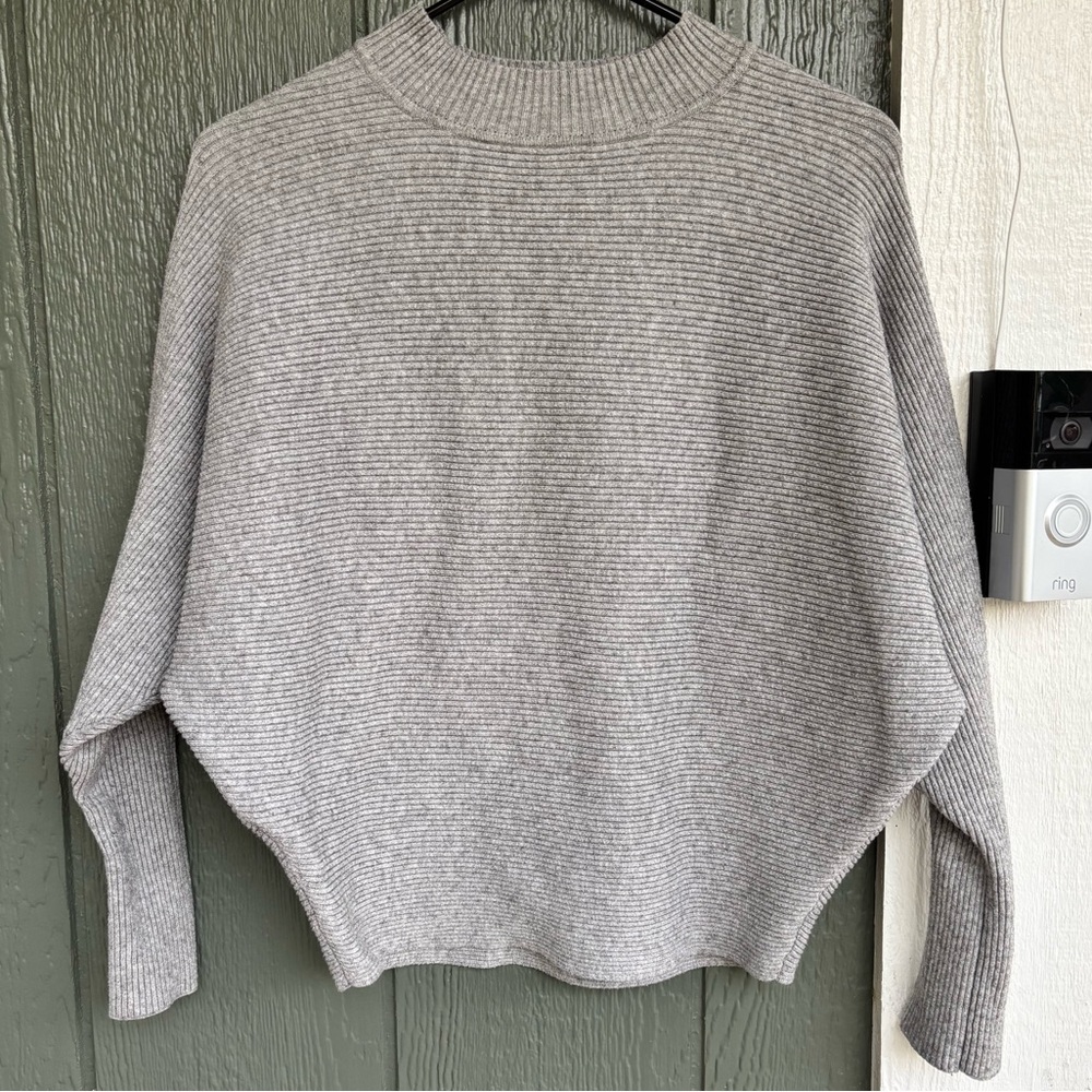Cotton Emporium Gray Ribbed Knit Sweater